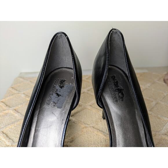Coach And Four Black D'Orsay Peep Toe Bow Toe Stiletto 3.5" Heels Size 9 - Picture 7 of 12